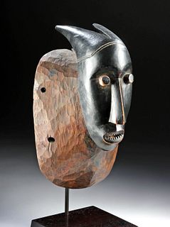 Early 20th C. African Guro Painted Wood Face Mask