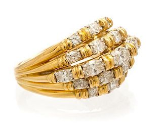 An 18 Karat Yellow Gold, Platinum and Diamond Ring, 8.20 dwts.
