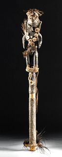 19th C. Papua New Guinea Bamboo Flute w/ Wood Stopper