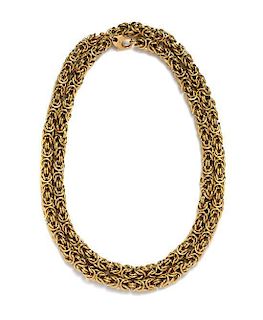 An 18 Karat Yellow Gold Byzantine Link Longchain Necklace, 108.40 dwts.