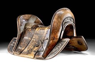 17th C. Spanish Wood & Metal Estradiota Saddle