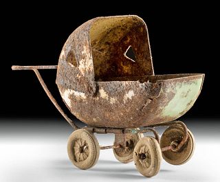 Early 20th C. Iron Miniature Toy Baby Stroller