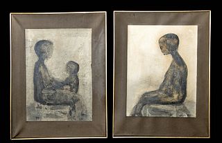 2 Signed James Chan Leong Mixed Media Works, 1961