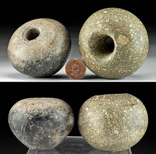 Lot of 2 Egyptian Stone Mace Heads, ex-Sotheby's