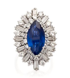 A Platinum, Sapphire and Diamond Convertible Ring/Pendant, 12.00 dwts.