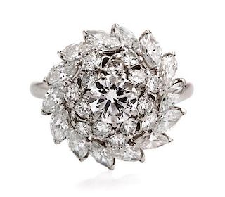 A Platinum and Diamond Cluster Ring, 5.30 dwts.