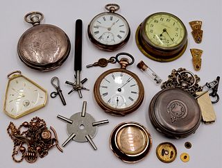 WATCHES. Assorted Pocket Watches and Accoutrements