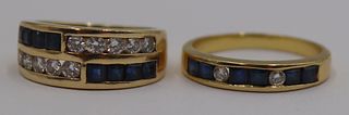 JEWELRY. (2) 18kt Gold, Diamond and Sapphire Rings