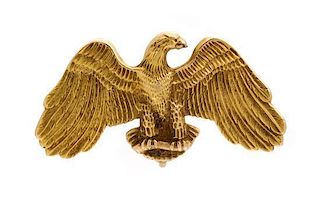 A Vintage 14 Karat Yellow Gold Eagle Motif Brooch, 5.80 dwts.