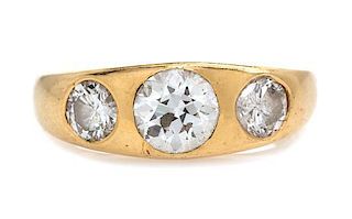 A 14 Karat Yellow Gold and Diamond Ring, 5.70 dwts.