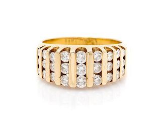 A 14 Karat Yellow Gold and Diamond Ring, 5.30 dwts.