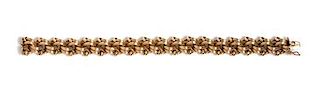 An 18 Karat Yellow Gold Textured Link Bracelet, Italian, 19.60 dwts.