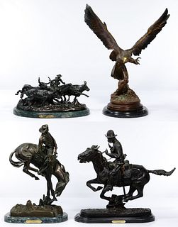 (After) Frederic Remington (American, 1861-1909) Bronze Statue Assortment