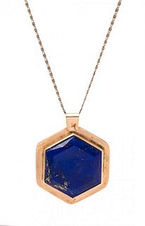 * A Collection of Rose Gold and Lapis Lazuli Jewelry, 26.20 dwts.