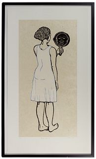 Alison Saar (American, b.1956) 'Mirror Mirror II: Mulatta Seeking Inner Negress II' Woodcut on Chine Colle