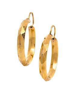 A Pair of 18 Karat Yellow Gold Hoop Earrings, 4.90 dwts.