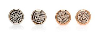A Collection of 14 Karat of Gold and Diamond Earrings, Phillips Frankel, 2.80 dwts.