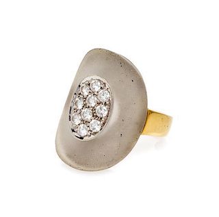 An 18 Karat Gold, Rock Crystal and Diamond Ring, 7.70 dwts.