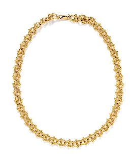 An 18 Karat Yellow Gold Fancy Link Necklace. 31.60 dwts.