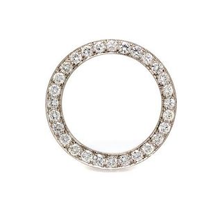 A Retro Palladium and Diamond Circle Brooch, Tiffany & Co., 2.70 dwts.