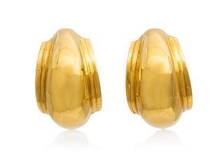 A Pair of 18 Karat Yellow Gold Earclips, Paloma Picasso for Tiffany & Co. 8.10 dwts.
