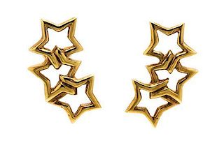 A Pair of 18 Karat Yellow Gold Star Motif Earclips, Tiffany & Co., 4.80 dwts.