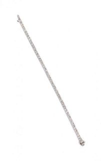 A 14 Karat White Gold and Diamond Line Bracelet, 8.00 dwts.
