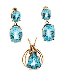 A Collection of Blue Topaz Jewelry, 13.50 dwts.