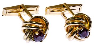 14k Gold and Ruby Cufflinks