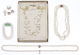 14k White Gold, 14k Yellow Gold and Pearl Jewelry Assortment