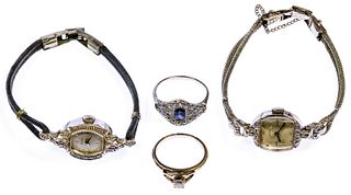 14k White Gold Jewelry and Wrist Watch Assortment