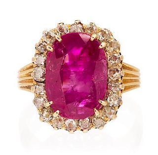 * A Yellow Gold, Ruby and Diamond Ring, 3.80 dwts.