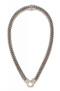 A Sterling Silver and Diamond Necklace, David Yurman, 36.40 dwts.