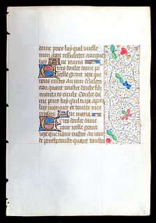 Book of Hours Leaf, written in French, circa 1450-75 - Courtesy Charles Edwin Puckett
