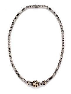 A Sterling Silver and Yellow Gold Three Bead Dot Collection Necklace, John Hardy, 32.00 dwts.