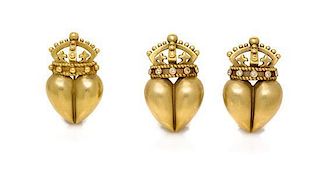 A Collection of 18 Karat Yellow Gold Heart and Crown Jewelry, Kieselstein-Cord, 14.40 dwts.