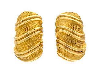 A Pair of 18 Karat Gold Earclips, Didier Guerin, 13.90 dwts.
