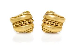 A Pair of 18 Karat Yellow Gold Earclips, Kieselstein-Cord, 11.10 dwts.