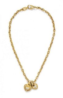 An 18 Karat Yellow Gold and Diamond Heart Necklace, Judith Ripka, 27.70 dwts.