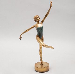 JAVIER VILLAREAL Bailarina Firmada Fundición en bronce patinado 22/99 36 x 20 x 13 cm