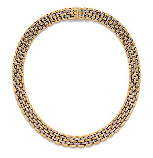 * An 18 Karat Yellow Gold and Stainless Steel Link Necklace, 46.00 dwts.