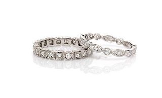 A Collection of 18 Karat White Gold and Diamond Eternity Bands, 3.10 dwts.