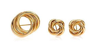 * A Set of 14 Karat Yellow Gold Knot Motif Jewelry, 8.50 dwts.