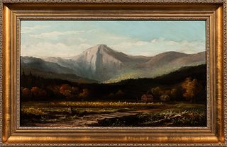 American School, 20th Century The Notch, Franconia. Monogrammed indistinctly, possibly "CKS," l.l. Oil on panel, 16 1/2 x 28 in., frame