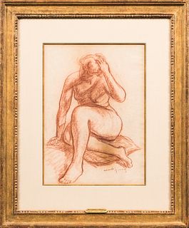 Mahonri Mackintosh Young (American, 1877-1957) Nude. Signed "Mahonri./Young." l.r., identified on a presentation plaque, identified and