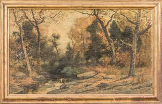 Christopher High Shearer (American, 1840-1926) Forested Landscape. Signed "C.H. Shearer. 1895" l.c. Oil on canvas, 22 x 36 in., framed.