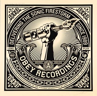 Shepard Fairey (American, b. 1970) Sonic Firestorm from the series 50 Shades of Black, 2014, edition of 50, published by Obey Fine Art