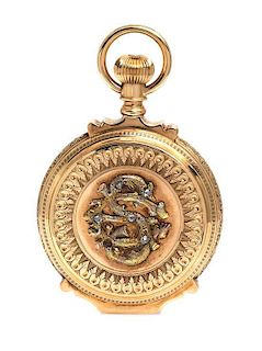 A 14 Karat Yellow Gold Hunter Case Pocket Watch, Illinois Watch Co., Circa 1889, 40.70 dwts.
