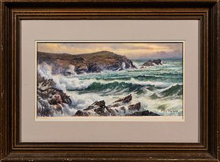 Attributed to William Trost Richards (American, 1833-1905) Coastal Scene. Signed or inscribed "Wm. T Richards" l.r. Watercolor on paper