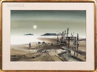 Laurence Sisson (American, 1928-1915) Work Along the Shore. Signed "L. SISSON." l.l. Watercolor on paper/board, sight size 17 x 25 1/2
